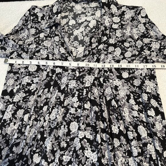 Zara black floral print open collar mini dress - Picture 11 of 12